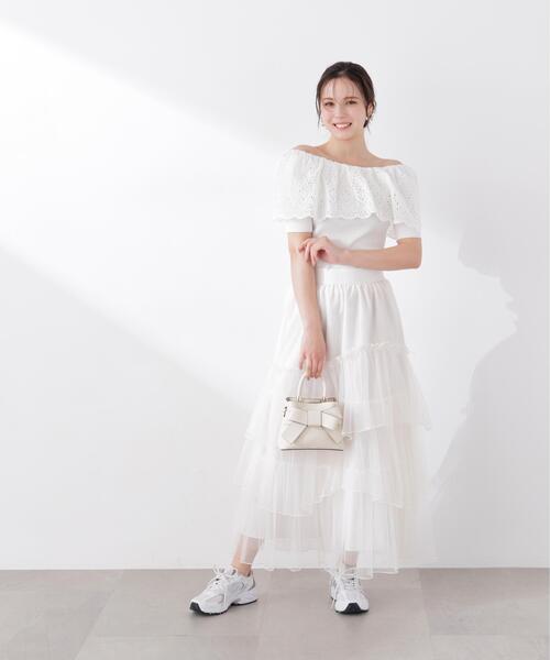 PROPORTION BODY DRESSING(プロポーションボディドレッシング)の「スカラップレースオフショルニット / 1216170302(ニット/セーター・レディース・イエロー/ピンク/ホワイト系その他・MEDIUM/SMALL)」の7枚目の写真