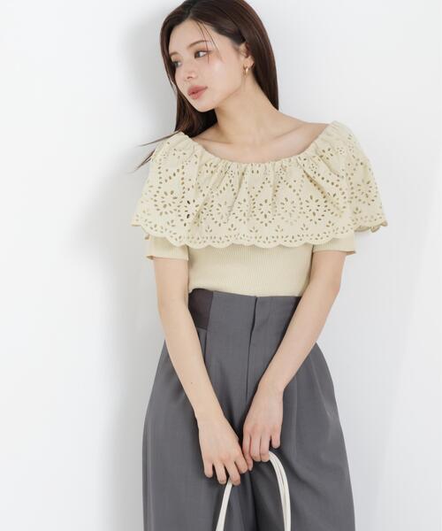 PROPORTION BODY DRESSING(プロポーションボディドレッシング)の「スカラップレースオフショルニット / 1216170302(ニット/セーター・レディース・イエロー/ピンク/ホワイト系その他・MEDIUM/SMALL)」の18枚目の写真