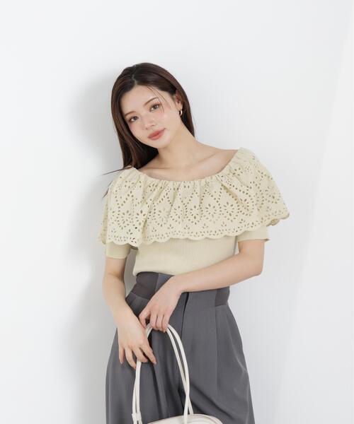 PROPORTION BODY DRESSING(プロポーションボディドレッシング)の「スカラップレースオフショルニット / 1216170302(ニット/セーター・レディース・イエロー/ピンク/ホワイト系その他・MEDIUM/SMALL)」の21枚目の写真