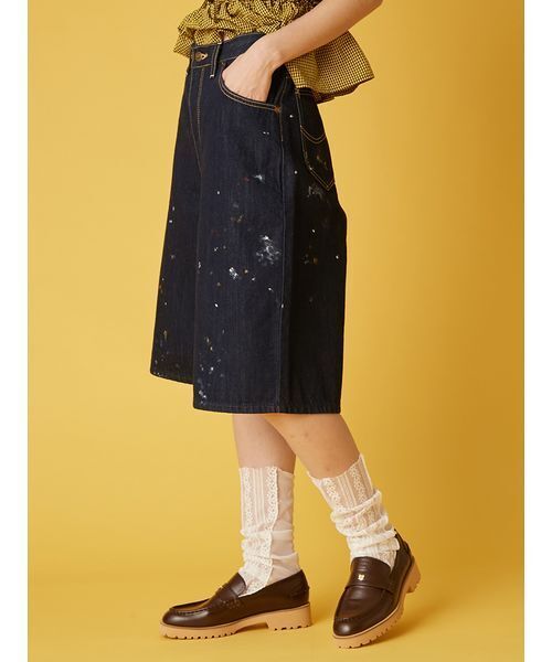 FURFUR(ファーファー)の「Leeコラボペイントデニムハーフパンツ(デニムパンツ・レディース・ネイビー/オフホワイト/ピンク/サックスブルー・1/0)」の13枚目の写真