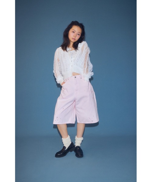 FURFUR(ファーファー)の「Leeコラボペイントデニムハーフパンツ(デニムパンツ・レディース・ネイビー/オフホワイト/ピンク/サックスブルー・1/0)」の8枚目の写真