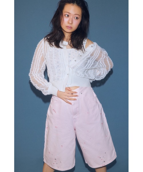 FURFUR(ファーファー)の「Leeコラボペイントデニムハーフパンツ(デニムパンツ・レディース・ネイビー/オフホワイト/ピンク/サックスブルー・1/0)」の9枚目の写真