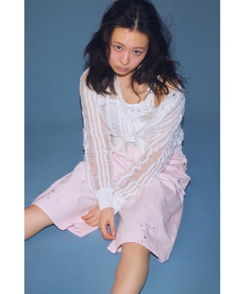 FURFUR(ファーファー)の「Leeコラボペイントデニムハーフパンツ(デニムパンツ・レディース・ネイビー/オフホワイト/ピンク/サックスブルー・1/0)」の10枚目の写真