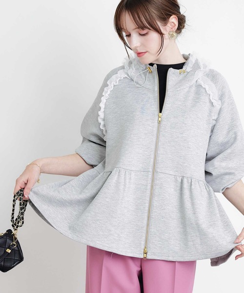 PICCIN PERLA(ピッチンペルラ)の「フリルダンボールパーカー(パーカー・レディース・ライトグレー/ブラック/オフホワイト・M)」の13枚目の写真