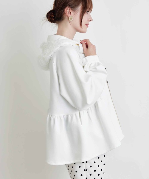 PICCIN PERLA(ピッチンペルラ)の「フリルダンボールパーカー(パーカー・レディース・ライトグレー/ブラック/オフホワイト・M)」の5枚目の写真