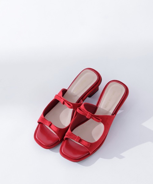 NATURAL BEAUTY BASIC（ナチュラルビューティーベーシック）の「◇ダブルリボンミュール（サンダル・レディース・ブラウン/レッド・SMALL/MEDIUM/LARGE）」の2枚目の写真