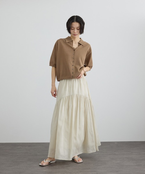 SALON adam et rope'（サロン アダム エ ロペ）の「【WEB限定】ドライタッチスキッパーニットカーディガン / 洗える（カーディガン/ボレロ・レディース・グレー系その他/ブラウン/ネイビー・FREE）」の6枚目の写真