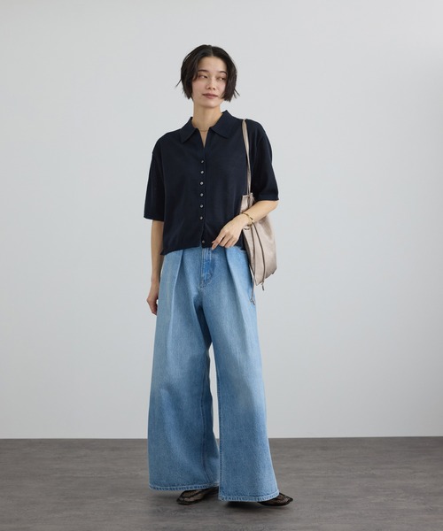 SALON adam et rope'（サロン アダム エ ロペ）の「【WEB限定】ドライタッチスキッパーニットカーディガン / 洗える（カーディガン/ボレロ・レディース・グレー系その他/ブラウン/ネイビー・FREE）」の7枚目の写真