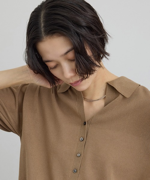 SALON adam et rope'（サロン アダム エ ロペ）の「【WEB限定】ドライタッチスキッパーニットカーディガン / 洗える（カーディガン/ボレロ・レディース・グレー系その他/ブラウン/ネイビー・FREE）」の13枚目の写真