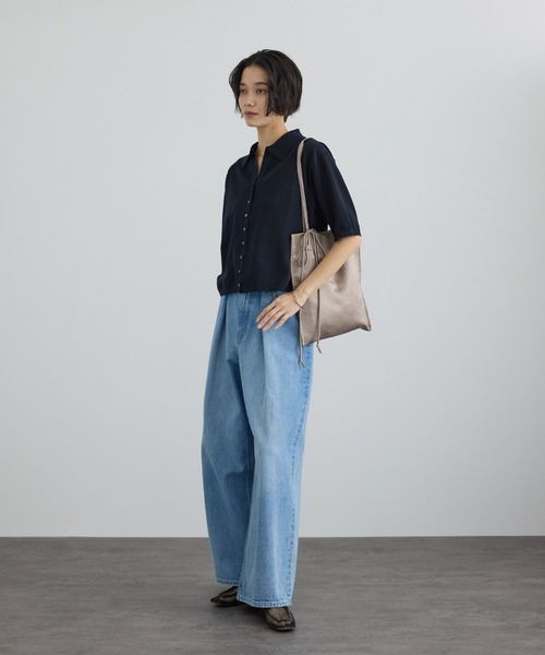 SALON adam et rope'（サロン アダム エ ロペ）の「【WEB限定】ドライタッチスキッパーニットカーディガン / 洗える（カーディガン/ボレロ・レディース・グレー系その他/ブラウン/ネイビー・FREE）」の15枚目の写真