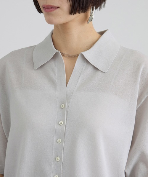 SALON adam et rope'（サロン アダム エ ロペ）の「【WEB限定】ドライタッチスキッパーニットカーディガン / 洗える（カーディガン/ボレロ・レディース・グレー系その他/ブラウン/ネイビー・FREE）」の20枚目の写真