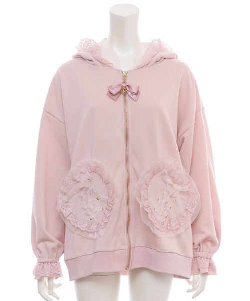 Secret Honey（シークレットハニー）の「オーガンジーフリルうさ耳パーカー（Tシャツ/カットソー・レディース・ブラック/オフホワイト/ピンク・FREE）」の7枚目の写真