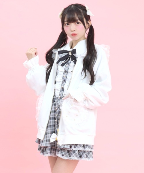 Secret Honey（シークレットハニー）の「オーガンジーフリルうさ耳パーカー（Tシャツ/カットソー・レディース・ブラック/オフホワイト/ピンク・FREE）」の17枚目の写真