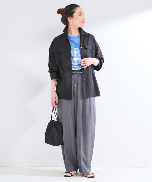 B.C STOCK（ベーセーストック）の「ウォッシャブル / シャツブルゾン（その他アウター・レディース・サファリグリーン/ブラック・FREE）」の6枚目の写真