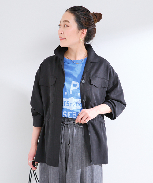 B.C STOCK（ベーセーストック）の「ウォッシャブル / シャツブルゾン（その他アウター・レディース・サファリグリーン/ブラック・FREE）」の9枚目の写真