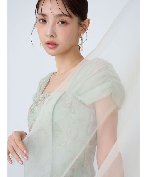 LAGUNAMOON（ラグナムーン）の「LADYラメフェザーエンブロイダリードレス 【オケージョンドレス】（ワンピース・レディース・ブラック/ミント・SMALL/MEDIUM）」の3枚目の写真