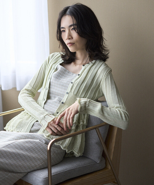 Firsthand（ファーストハンド）の「Firsthand/ファーストハンド ジャパンメイド ホールガーメント ペプラム カーディガン（カーディガン/ボレロ・レディース・ブラック/ブルーグリーン/ラベンダー・FREE）」の5枚目の写真