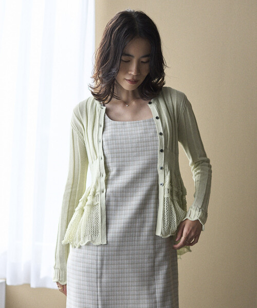 Firsthand（ファーストハンド）の「Firsthand/ファーストハンド ジャパンメイド ホールガーメント ペプラム カーディガン（カーディガン/ボレロ・レディース・ブラック/ブルーグリーン/ラベンダー・FREE）」の9枚目の写真