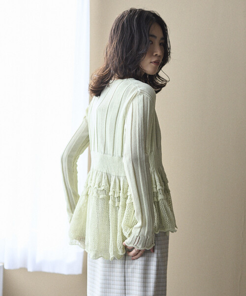 Firsthand（ファーストハンド）の「Firsthand/ファーストハンド ジャパンメイド ホールガーメント ペプラム カーディガン（カーディガン/ボレロ・レディース・ブラック/ブルーグリーン/ラベンダー・FREE）」の10枚目の写真