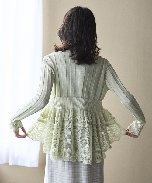 Firsthand（ファーストハンド）の「Firsthand/ファーストハンド ジャパンメイド ホールガーメント ペプラム カーディガン（カーディガン/ボレロ・レディース・ブラック/ブルーグリーン/ラベンダー・FREE）」の11枚目の写真