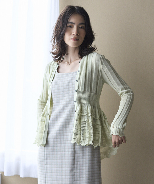 Firsthand（ファーストハンド）の「Firsthand/ファーストハンド ジャパンメイド ホールガーメント ペプラム カーディガン（カーディガン/ボレロ・レディース・ブラック/ブルーグリーン/ラベンダー・FREE）」の13枚目の写真