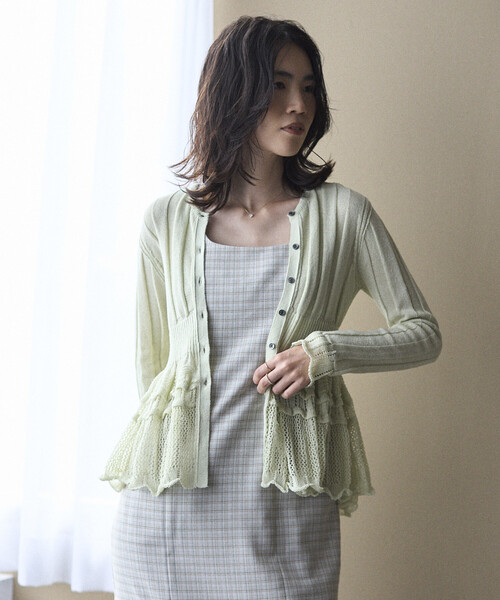 Firsthand（ファーストハンド）の「Firsthand/ファーストハンド ジャパンメイド ホールガーメント ペプラム カーディガン（カーディガン/ボレロ・レディース・ブラック/ブルーグリーン/ラベンダー・FREE）」の15枚目の写真