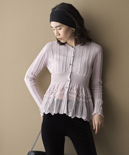 Firsthand（ファーストハンド）の「Firsthand/ファーストハンド ジャパンメイド ホールガーメント ペプラム カーディガン（カーディガン/ボレロ・レディース・ブラック/ブルーグリーン/ラベンダー・FREE）」の21枚目の写真