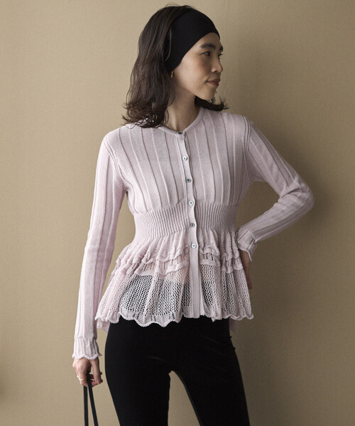 Firsthand（ファーストハンド）の「Firsthand/ファーストハンド ジャパンメイド ホールガーメント ペプラム カーディガン（カーディガン/ボレロ・レディース・ブラック/ブルーグリーン/ラベンダー・FREE）」の22枚目の写真