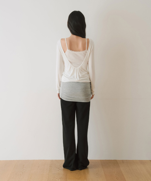 YEARNING（イヤニング）の「LACE RIBBED SLEEVELESS TOP, IVORY（Tシャツ/カットソー・レディース・その他・FREE）」の4枚目の写真