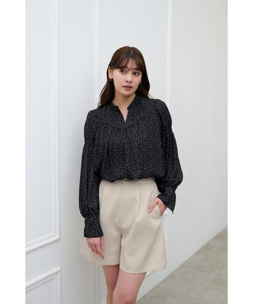 Her lip to（ハーリップトゥー）の「Chiffon Gathered Blouse（シャツ/ブラウス・レディース・ブラック/ベージュ系/ラベンダー・S/M）」の2枚目の写真