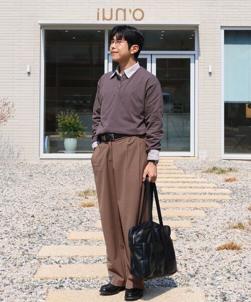 INDUST(インダスト)の「セミクロップヘンリーネックロングスリーブTシャツ_チャコール(Tシャツ/カットソー・レディース・チャコール・1(S)/2(M)/3(L))」の6枚目の写真