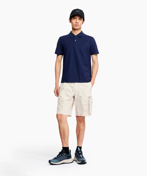 AIGLE(エーグル)の「吸水速乾 UVカット COOLMAX ピケポロシャツ(ポロシャツ・メンズ・ネイビー/ホワイト/グレイッシュブルー・L/M/S/XL)」の5枚目の写真