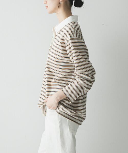 URBAN RESEARCH（アーバンリサーチ）の「シャツカラーマルチボーダーカットソー（シャツ/ブラウス・レディース・レッド/ベージュ/オフホワイト・FREE）」の9枚目の写真