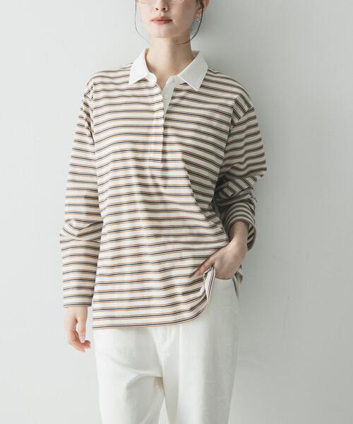 URBAN RESEARCH（アーバンリサーチ）の「シャツカラーマルチボーダーカットソー（シャツ/ブラウス・レディース・レッド/ベージュ/オフホワイト・FREE）」の11枚目の写真