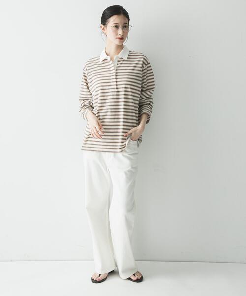 URBAN RESEARCH（アーバンリサーチ）の「シャツカラーマルチボーダーカットソー（シャツ/ブラウス・レディース・レッド/ベージュ/オフホワイト・FREE）」の13枚目の写真