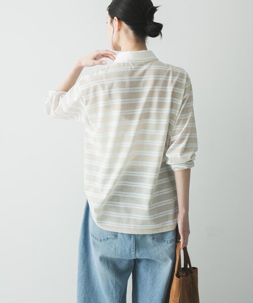 URBAN RESEARCH（アーバンリサーチ）の「シャツカラーマルチボーダーカットソー（シャツ/ブラウス・レディース・レッド/ベージュ/オフホワイト・FREE）」の21枚目の写真