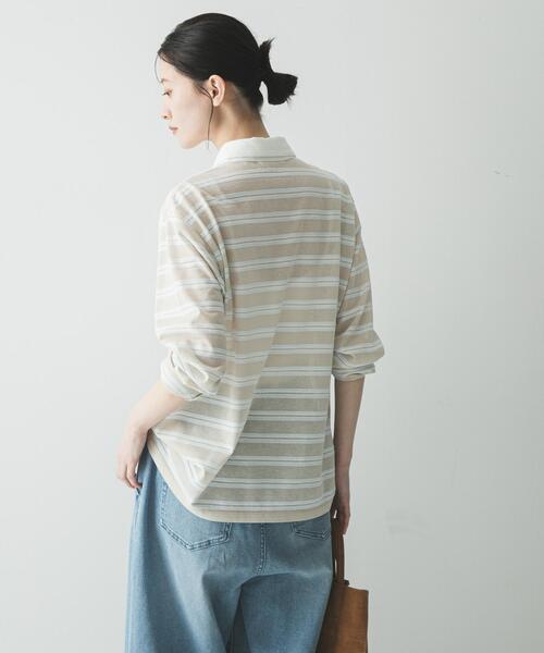 URBAN RESEARCH（アーバンリサーチ）の「シャツカラーマルチボーダーカットソー（シャツ/ブラウス・レディース・レッド/ベージュ/オフホワイト・FREE）」の22枚目の写真