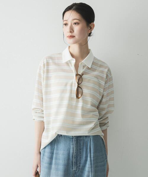 URBAN RESEARCH（アーバンリサーチ）の「シャツカラーマルチボーダーカットソー（シャツ/ブラウス・レディース・レッド/ベージュ/オフホワイト・FREE）」の21枚目の写真