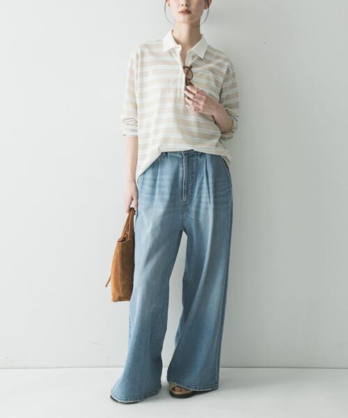 URBAN RESEARCH（アーバンリサーチ）の「シャツカラーマルチボーダーカットソー（シャツ/ブラウス・レディース・レッド/ベージュ/オフホワイト・FREE）」の22枚目の写真