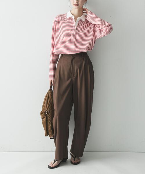 URBAN RESEARCH（アーバンリサーチ）の「シャツカラーマルチボーダーカットソー（シャツ/ブラウス・レディース・レッド/ベージュ/オフホワイト・FREE）」の4枚目の写真