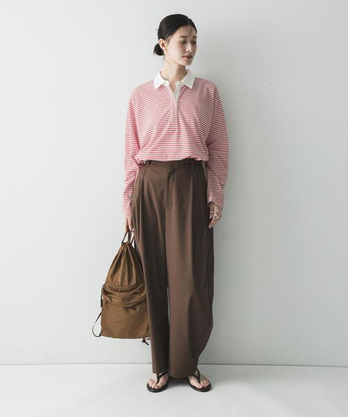 URBAN RESEARCH（アーバンリサーチ）の「シャツカラーマルチボーダーカットソー（シャツ/ブラウス・レディース・レッド/ベージュ/オフホワイト・FREE）」の5枚目の写真