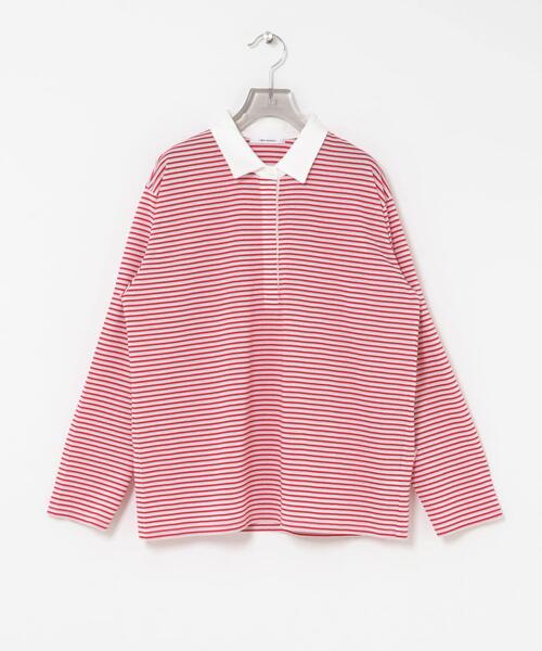 URBAN RESEARCH（アーバンリサーチ）の「シャツカラーマルチボーダーカットソー（シャツ/ブラウス・レディース・レッド/ベージュ/オフホワイト・FREE）」の6枚目の写真