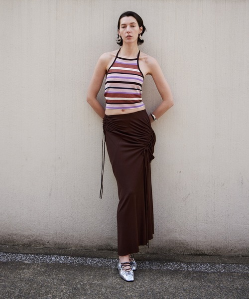 MAISON SPECIAL(メゾンスペシャル)の「Shirring Jersey Maxi Skirt/シャーリングカットマキシスカート(スカート・レディース・ブラウン/ピンク/ブラック・36/38)」の12枚目の写真