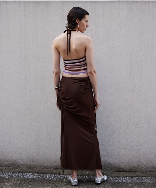 MAISON SPECIAL(メゾンスペシャル)の「Shirring Jersey Maxi Skirt/シャーリングカットマキシスカート(スカート・レディース・ブラウン/ピンク/ブラック・36/38)」の13枚目の写真