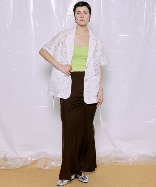 MAISON SPECIAL(メゾンスペシャル)の「Shirring Jersey Maxi Skirt/シャーリングカットマキシスカート(スカート・レディース・ブラウン/ピンク/ブラック・36/38)」の9枚目の写真