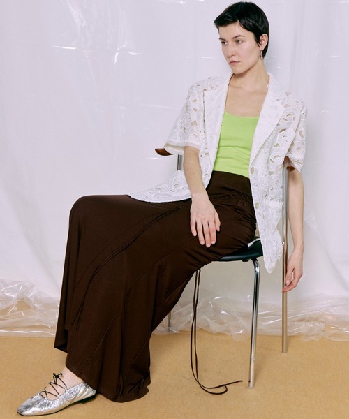 MAISON SPECIAL(メゾンスペシャル)の「Shirring Jersey Maxi Skirt/シャーリングカットマキシスカート(スカート・レディース・ブラウン/ピンク/ブラック・36/38)」の11枚目の写真