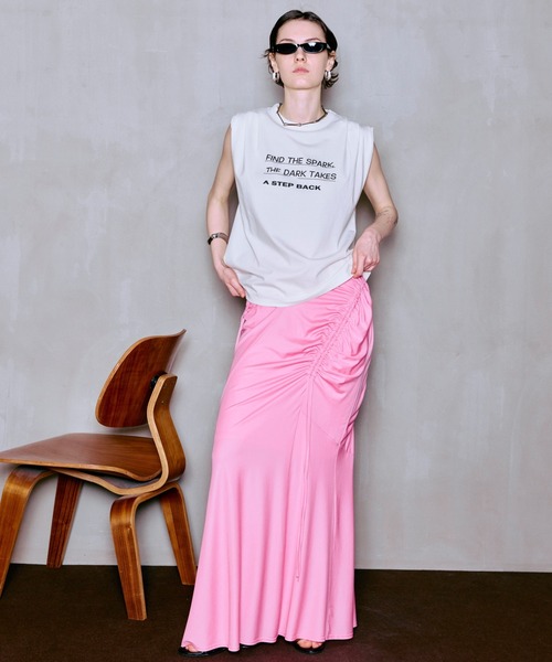 MAISON SPECIAL(メゾンスペシャル)の「Shirring Jersey Maxi Skirt/シャーリングカットマキシスカート(スカート・レディース・ブラウン/ピンク/ブラック・36/38)」の18枚目の写真