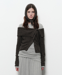 DIAGONAL（ダイアゴナル）の「OFF SHOULDER BUTTON CARDIGAN (black)（カーディガン/ボレロ）」