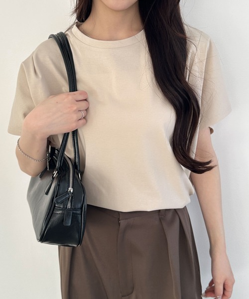 WEGO(ウィゴー)の「WEGO/接触冷感フレンチスリーブT(Tシャツ/カットソー・レディース・オフホワイト/ライトイエロー/ブラック/ベージュ/スミクロ/ネイビー・FREE)」の1枚目の写真