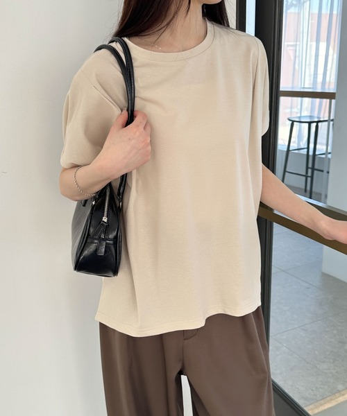 WEGO(ウィゴー)の「WEGO/接触冷感フレンチスリーブT(Tシャツ/カットソー・レディース・オフホワイト/ライトイエロー/ブラック/ベージュ/スミクロ/ネイビー・FREE)」の21枚目の写真